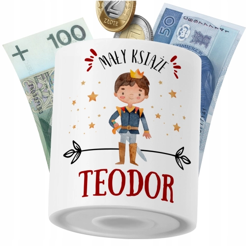 Skarbonka Dla Teodora Syna Dziecka z Nadrukiem ze Zdjęciem