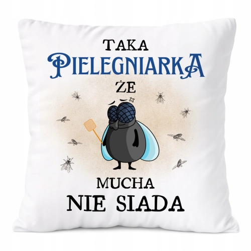 Poduszka Dla Pielęgniarki na Prezent z Nadrukiem ze Zdjęciem Biała PoliDraw