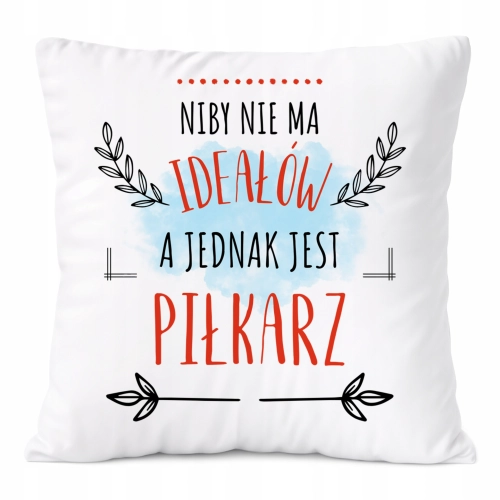 Poduszka Dla Piłkarza na Prezent z Nadrukiem ze Zdjęciem Biała PoliDraw