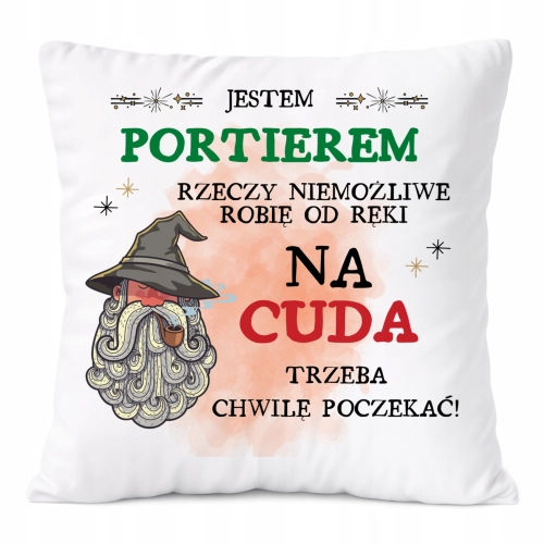 Poduszka Dla Portiera na Prezent z Nadrukiem ze Zdjęciem Biała PoliDraw