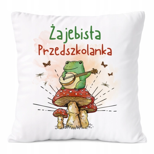 Poduszka Dla Przedszkolanki na Prezent z Nadrukiem ze Zdjęciem Biała