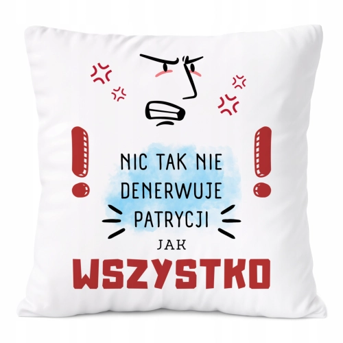 Poduszka Dla Patrycji na Prezent z Nadrukiem ze Zdjęciem Biała PoliDraw