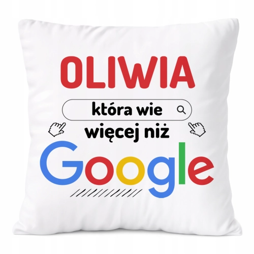 Poduszka Dla Oliwii na Prezent z Nadrukiem ze Zdjęciem Biała PoliDraw