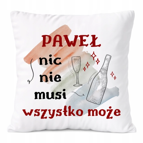 Poduszka Dla Pawła na Prezent z Nadrukiem ze Zdjęciem Biała PoliDraw