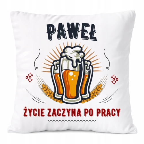 Poduszka Dla Pawła na Prezent z Nadrukiem ze Zdjęciem Biała PoliDraw