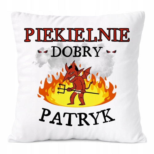 Poduszka Dla Patryka na Prezent z Nadrukiem ze Zdjęciem Biała PoliDraw