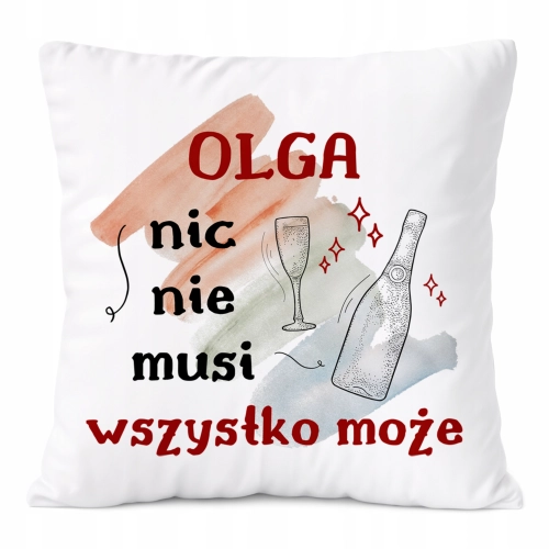 Poduszka Dla Olgi na Prezent z Nadrukiem ze Zdjęciem Biała PoliDraw