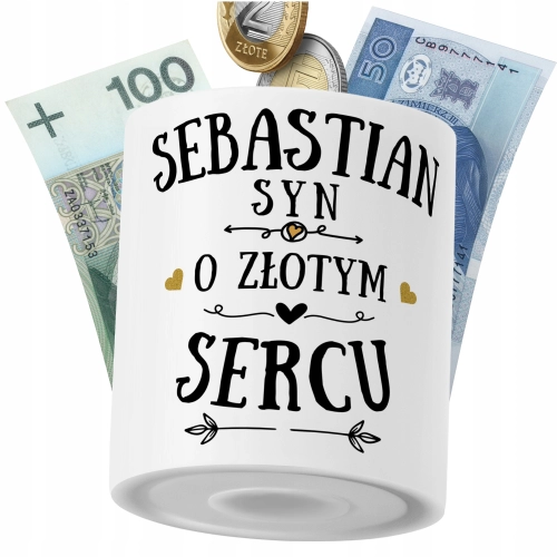 Skarbonka Dla Sebastiana Syna Dziecka z Nadrukiem ze Zdjęciem