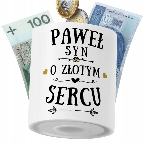 Skarbonka Dla Pawła Syna Dziecka z Nadrukiem ze Zdjęciem