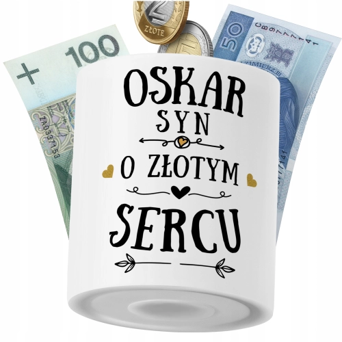 Skarbonka Dla Oskara Syna Dziecka z Nadrukiem ze Zdjęciem