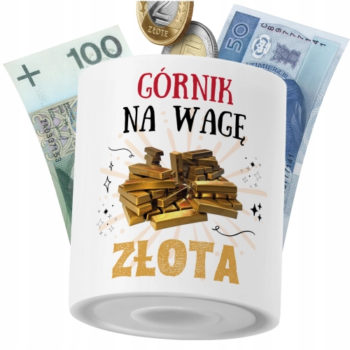 Skarbonka Dla Górnika na Prezent z Nadrukiem ze Zdjęciem PoliDraw
