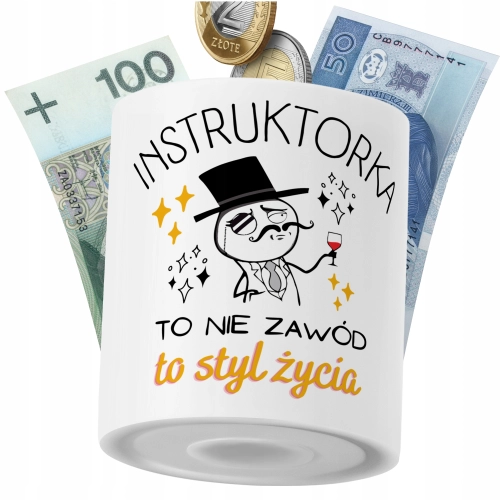 Skarbonka Dla Instruktorki na Prezent z Nadrukiem ze Zdjęciem PoliDraw