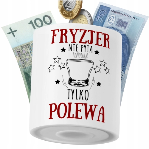 Skarbonka Dla Fryzjera na Prezent z Nadrukiem ze Zdjęciem PoliDraw