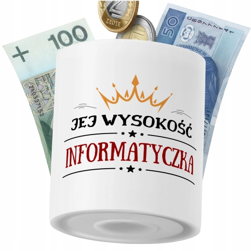 Skarbonka Dla Informatyczki na Prezent z Nadrukiem ze Zdjęciem PoliDraw