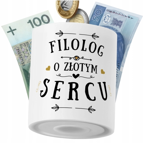 Skarbonka Dla Filologa na Prezent z Nadrukiem ze Zdjęciem PoliDraw