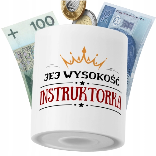 Skarbonka Dla Instruktorki na Prezent z Nadrukiem ze Zdjęciem PoliDraw