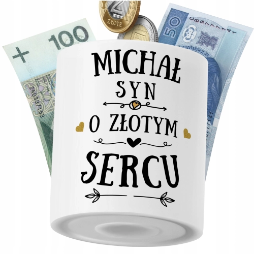 Skarbonka Dla Michała Syna Dziecka z Nadrukiem ze Zdjęciem