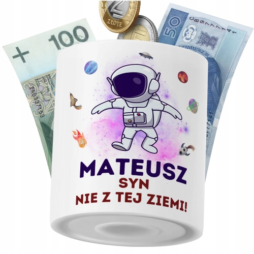 Skarbonka Dla Mateusza Syna Dziecka z Nadrukiem ze Zdjęciem