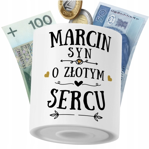 Skarbonka Dla Marcina Syna Dziecka z Nadrukiem ze Zdjęciem