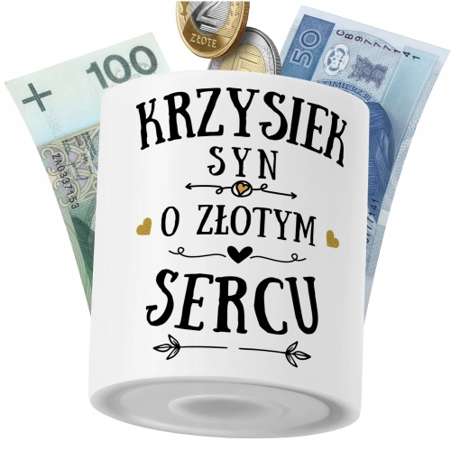 Skarbonka Dla Krzyśka Syna Dziecka z Nadrukiem ze Zdjęciem