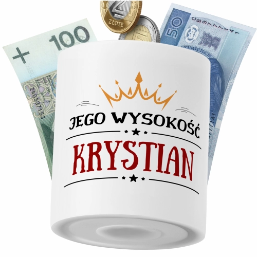 Skarbonka Dla Krystiana Syna Dziecka z Nadrukiem ze Zdjęciem
