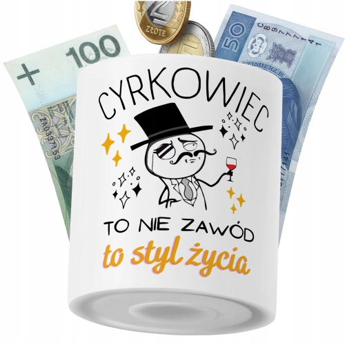 Skarbonka Dla Cyrkowca na Prezent z Nadrukiem ze Zdjęciem PoliDraw