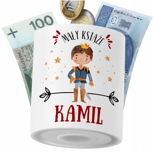 Skarbonka Dla Kamila Syna Dziecka z Nadrukiem ze Zdjęciem