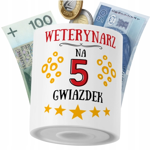 Skarbonka Dla Weterynarza na Prezent z Nadrukiem ze Zdjęciem PoliDraw