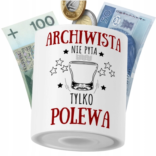 Skarbonka Dla Archiwisty na Prezent z Nadrukiem ze Zdjęciem PoliDraw